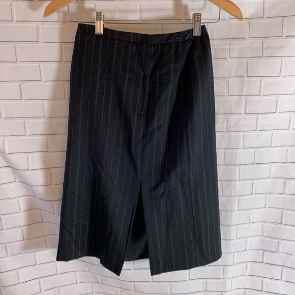 Armani Collezioni Black Stripe Kick Pleat‎ Skirt - Picture 2 of 4